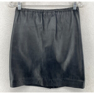 IN TRANSIT Skirt S Leather Pencil Straight Pull On Lined Black VTG USA